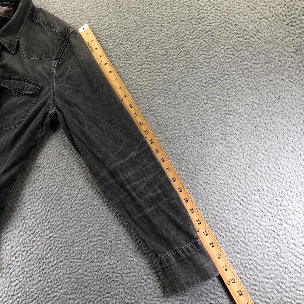 Levis Shirt Mens Large Charcoal Denim Pearl Snap Western Rodeo Long Sleeve - Picture 10 of 11